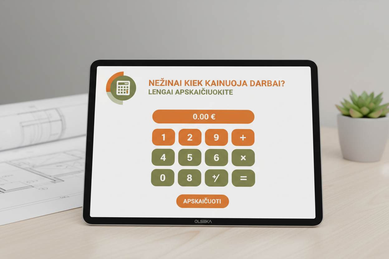 Kainų skaičiuoklė OLSEKA spalvomis
